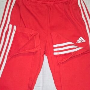Adidas Womens Large Fits Like Medium Red Track Pants Or Girls Large- Cotton